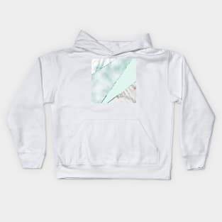 Cool ocean turquoise with grey marble Kids Hoodie